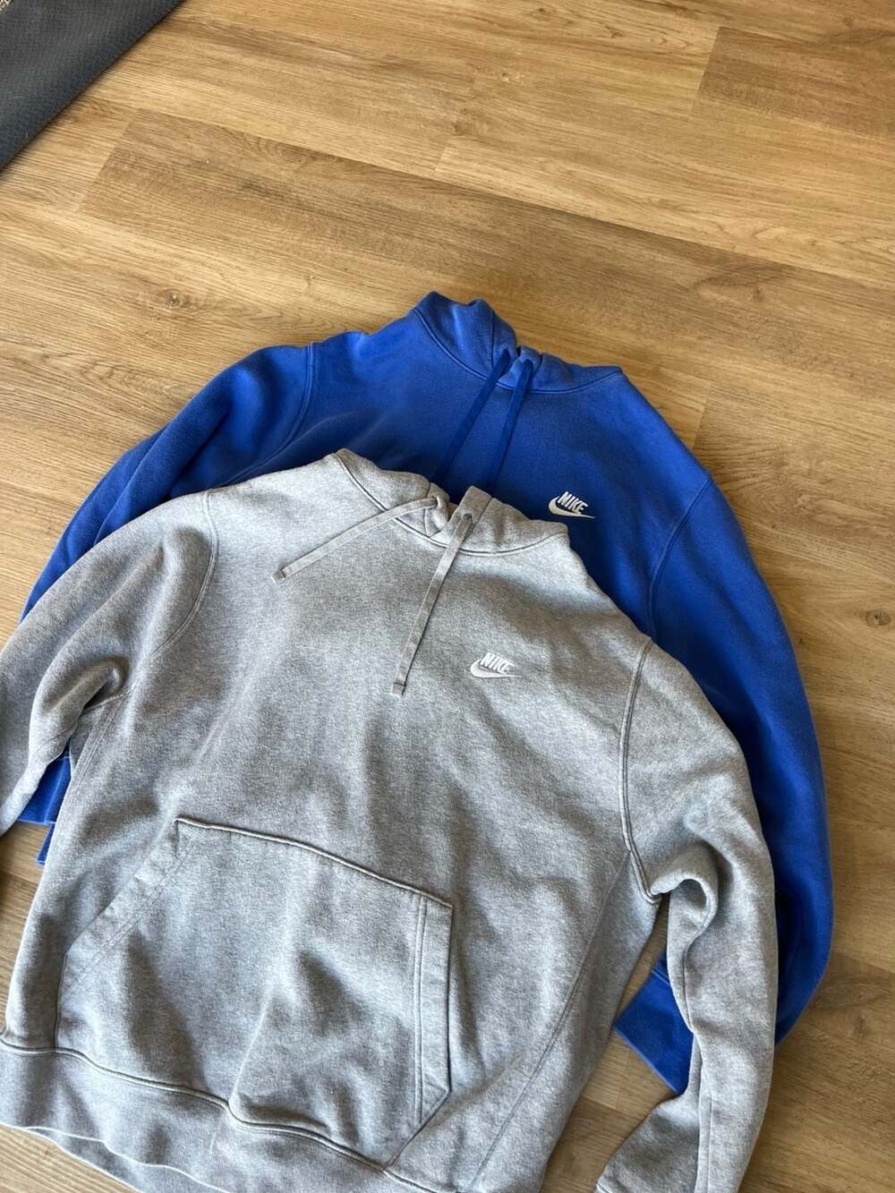 (2) Nike Sportsclub Fleece Hoodie Bundle, Grey/Blue, Basics, Streetwear, Large